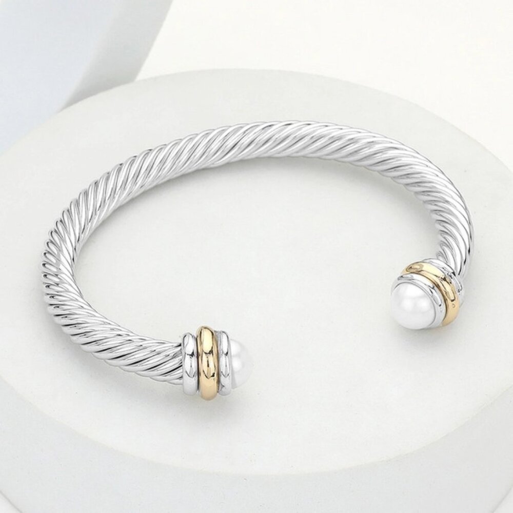 Stone Tip Twisted Rope Cuff Women Bracelet